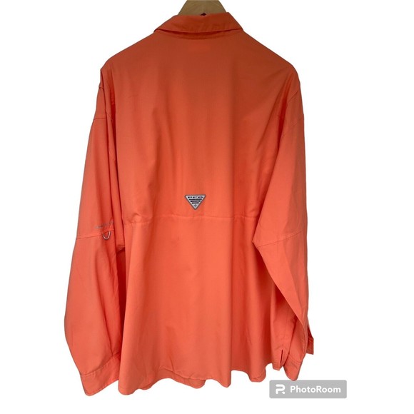Columbia PFG Omni-Shade Mens Button Down Vented Fishing Shirt Coral Size 2XL - Picture 2 of 7